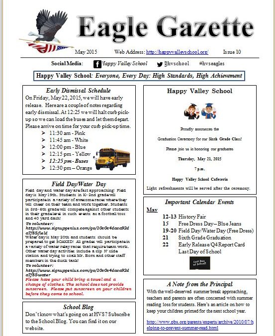 Eagle Gazette May | Happy Valley School