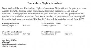 Curriculum night 2nd